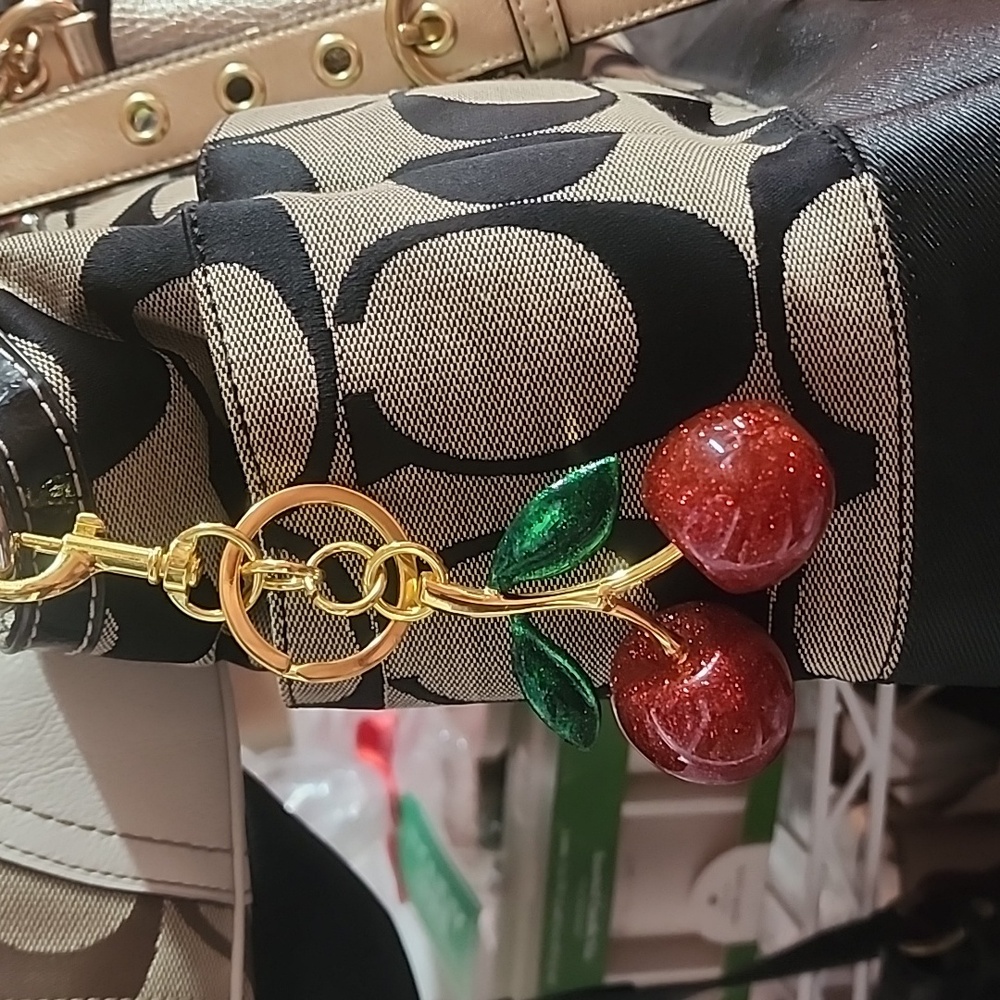 Large Sparkling Cherry Clip On Keychain - Picture 5 of 5